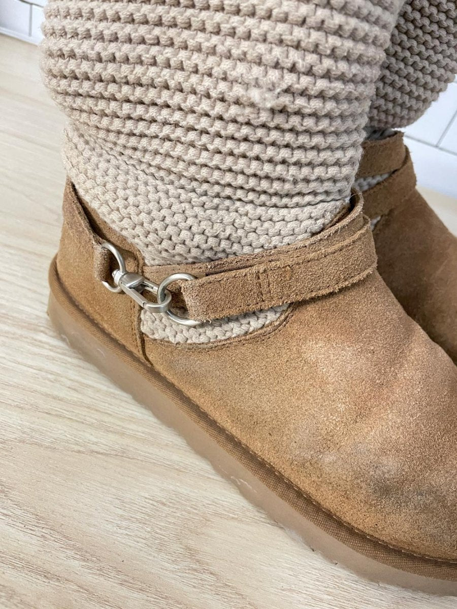 ugg purl strap chestnut knit sheepskin boot - good market thrift store