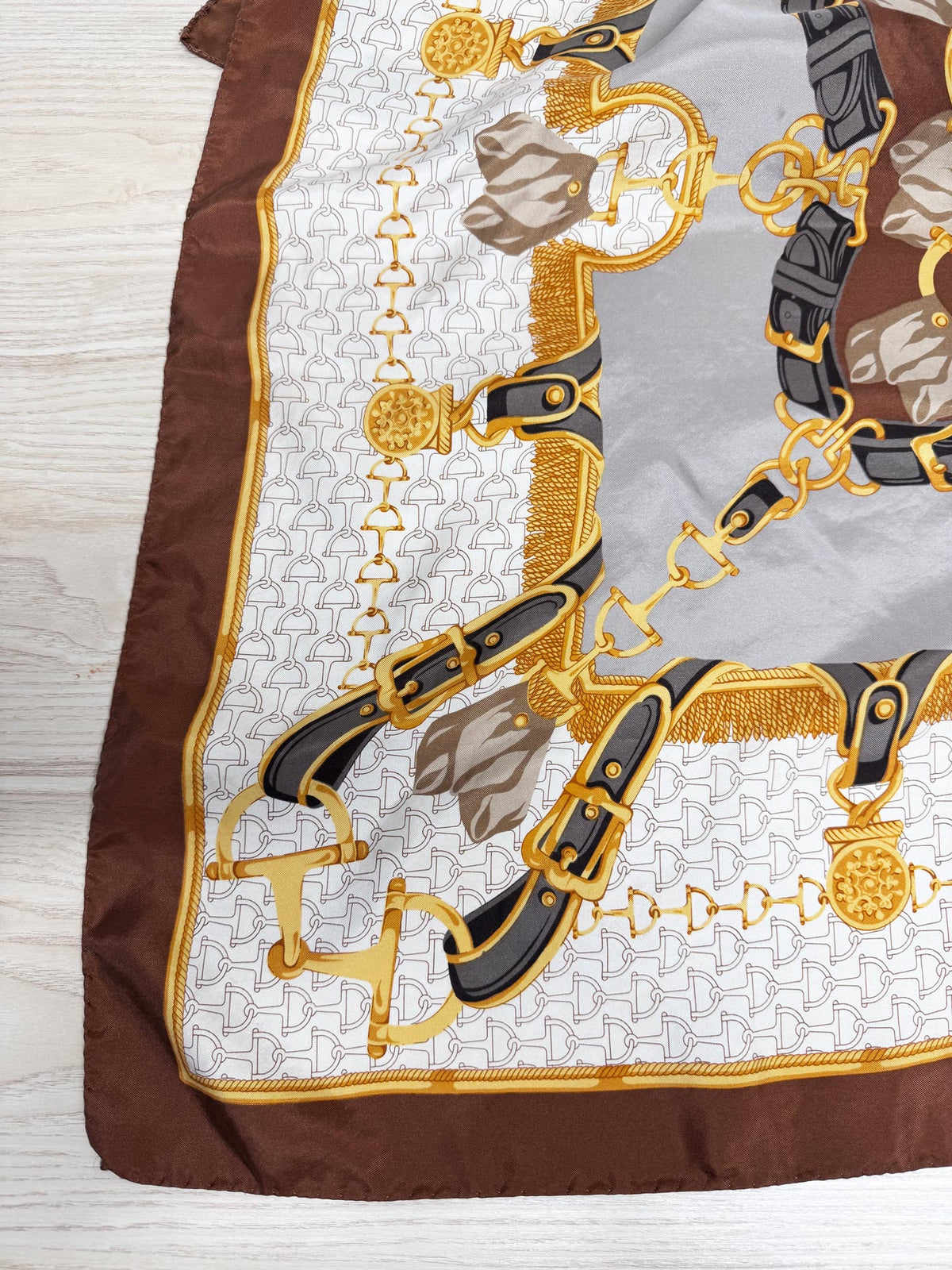 vintage 80s printemps 100% silk horsebit print xl square scarf | made in Italy