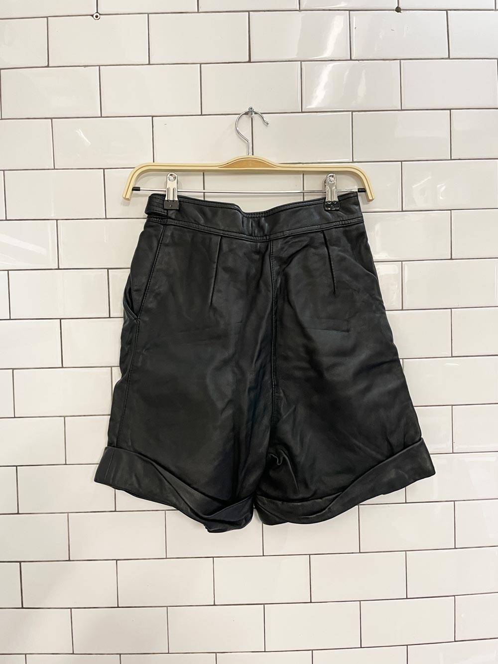 vintage high rise belted leather shorts - good market thrift store