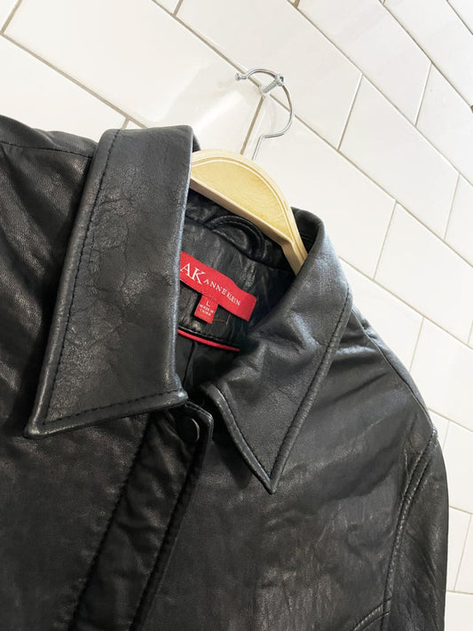 vintage 00s anne klein butter leather minimal zip jacket - good market thrift store