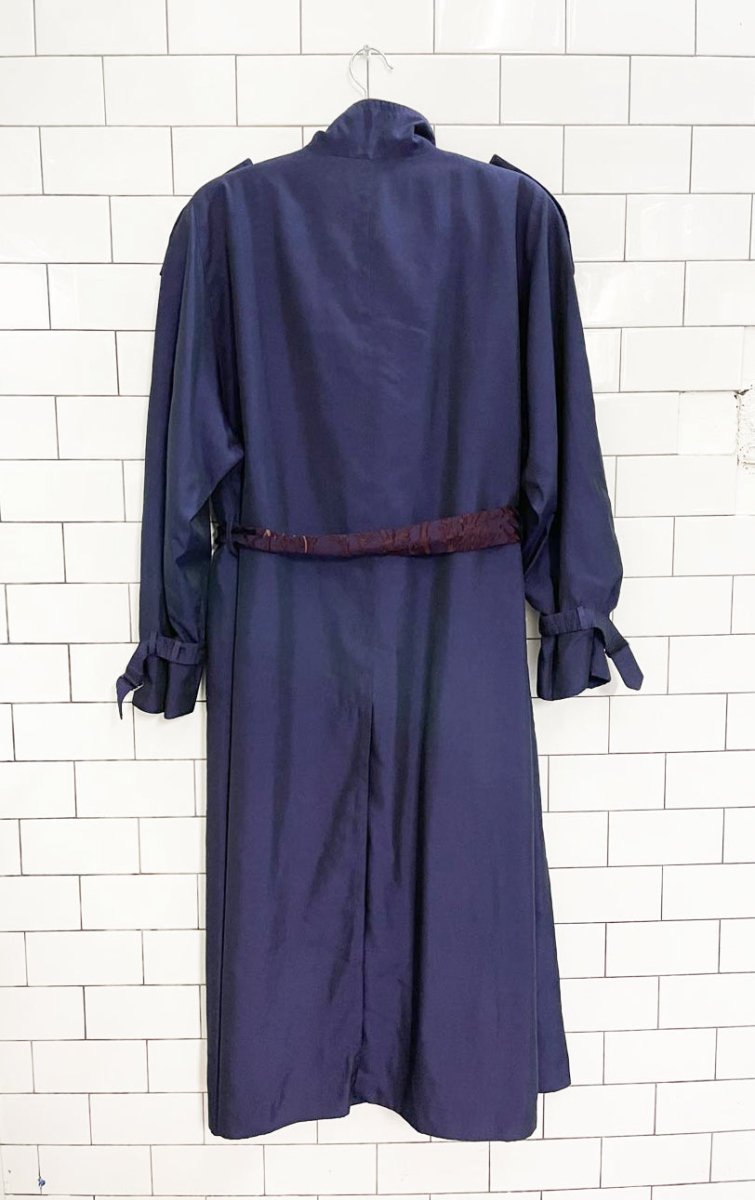 vintage 80s petite madmoiselle irredescent trench coat - good market thrift store