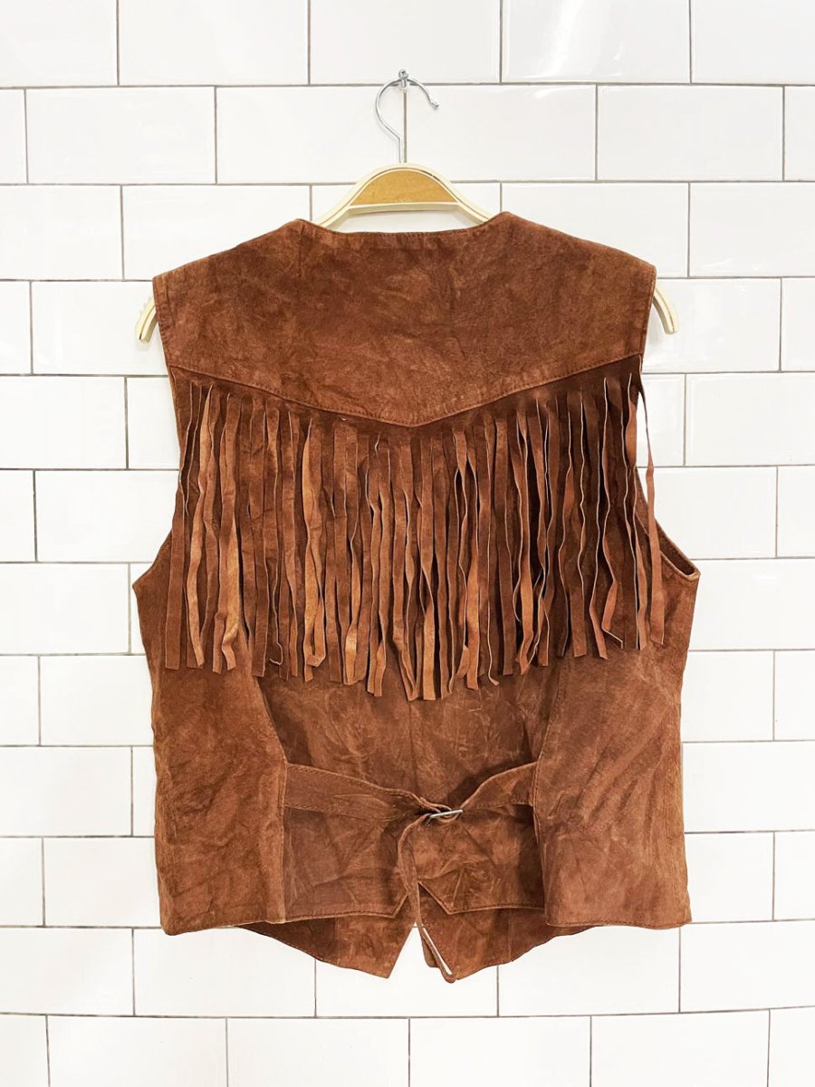 vintage 90s non - stop western fringe suede vest - good market thrift store