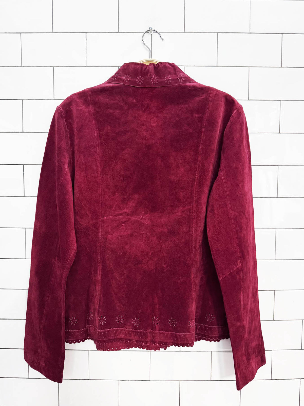 vintage 00s carlie's court suede laser cut short jacket | leather