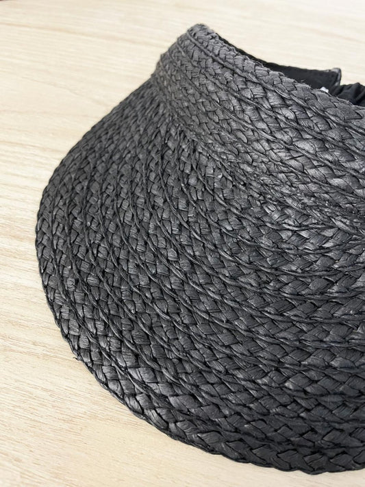 black straw boho sun visor - good market thrift store