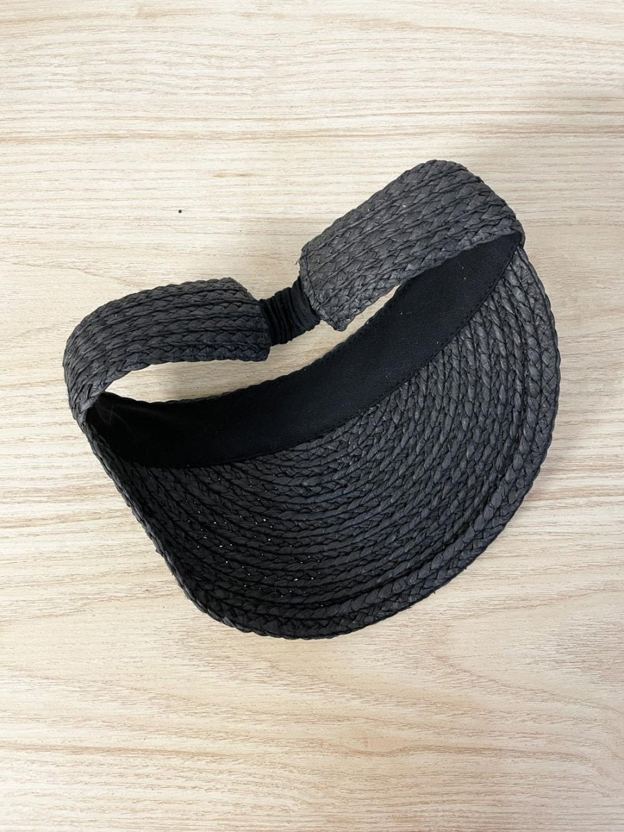 black straw boho sun visor - good market thrift store