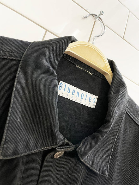 vintage 80s bluenotes oversized black denim jacket - good market thrift store