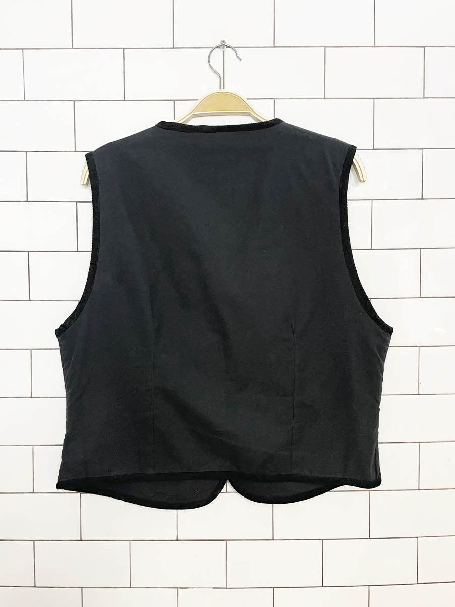 vintage 90s erica casuals wool-blend garden embroidery vest