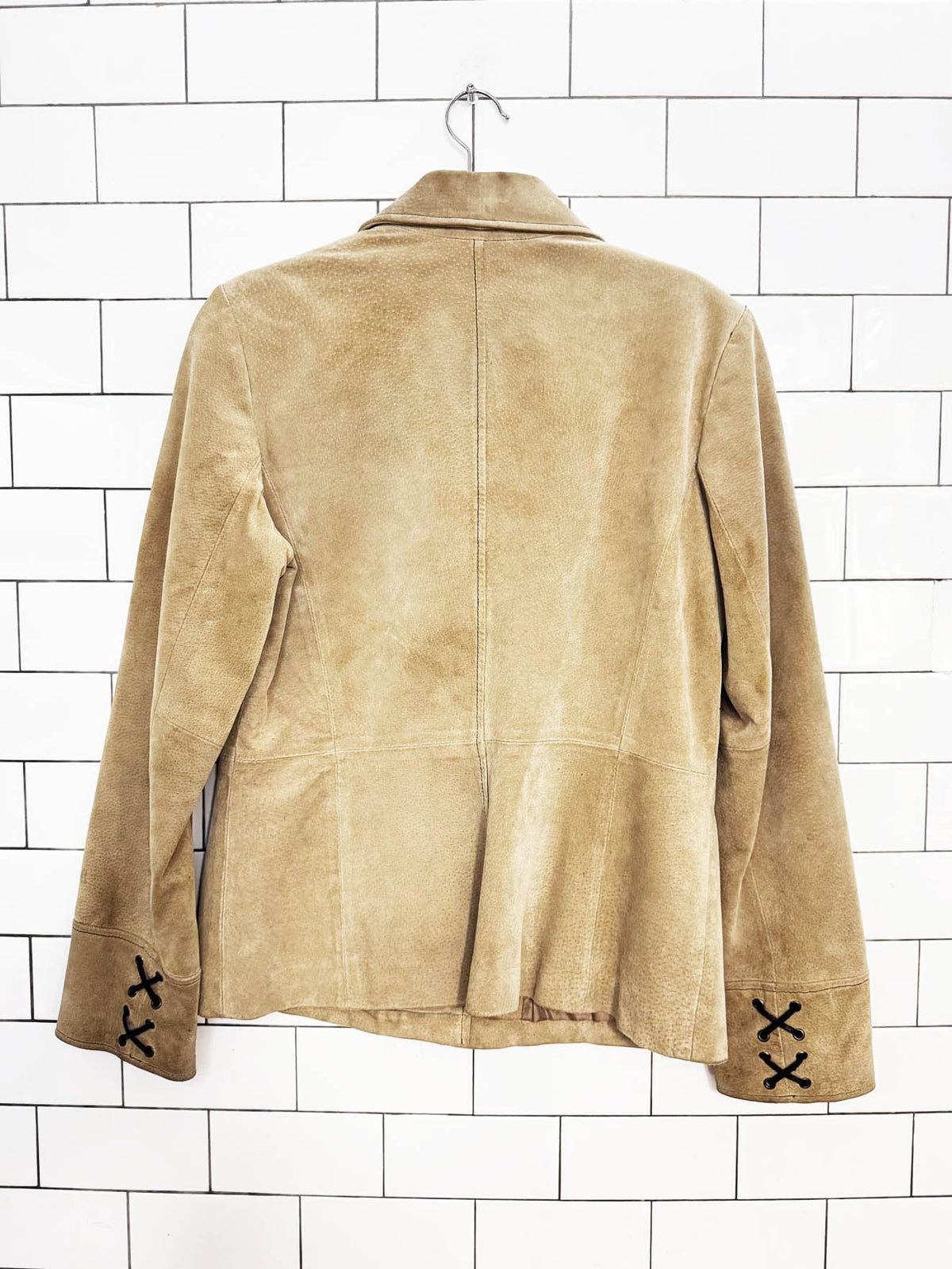 vintage 00s colebrook suede contrast lace up jacket | leather