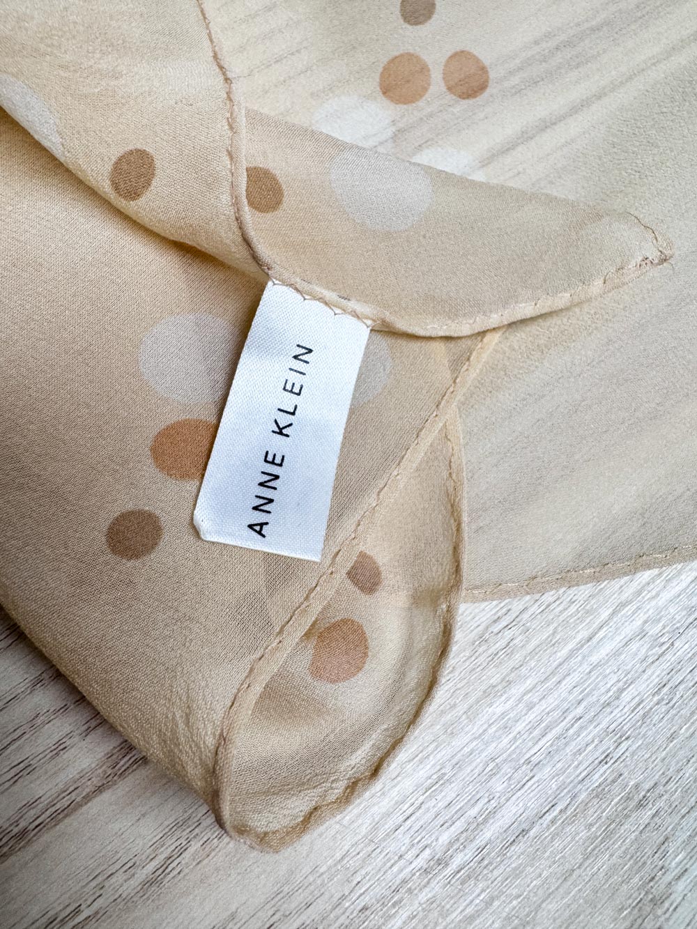 vintage 00s anne klein 100% silk chiffon polka dot square scarf