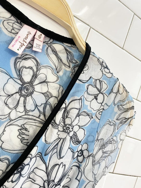 y2k sweat pea floral wrap mesh butterfly top - good market thrift store