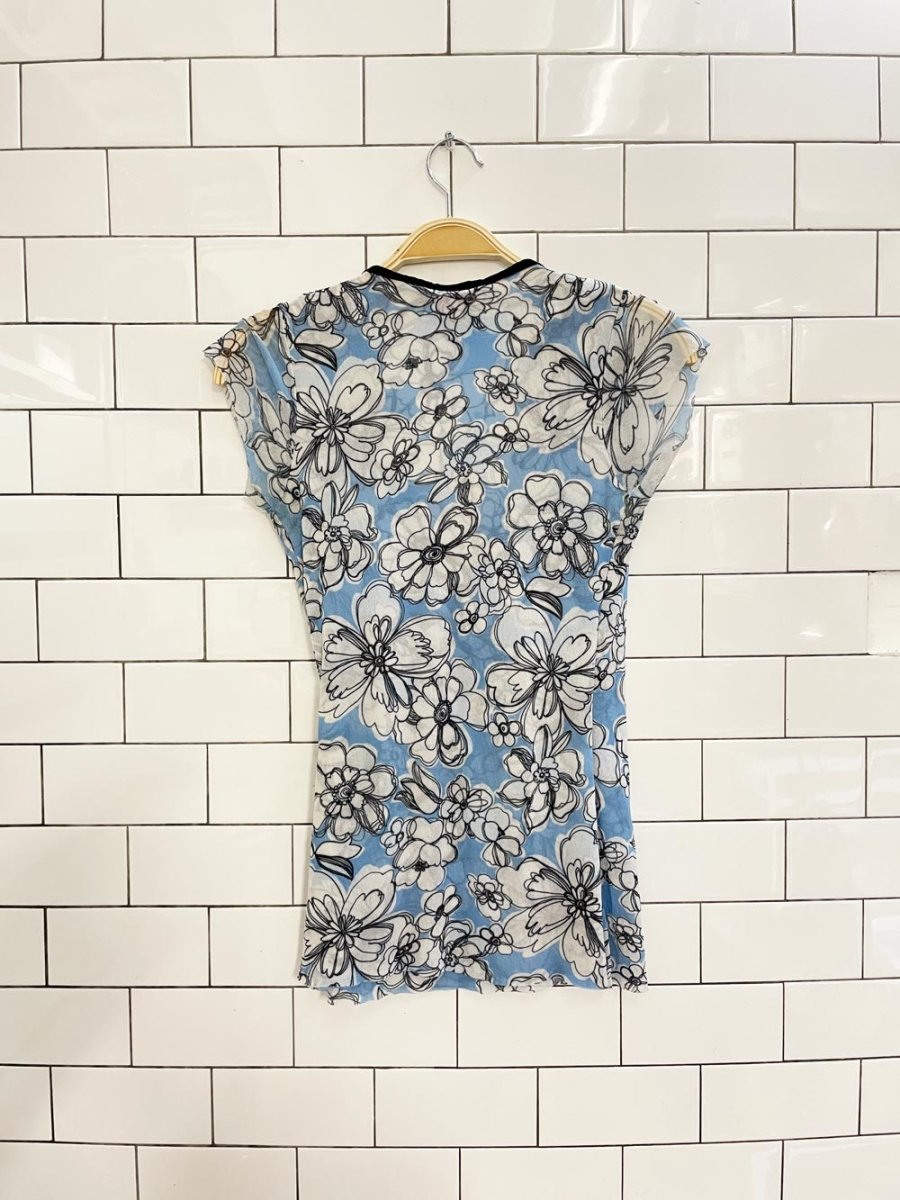 y2k sweat pea floral wrap mesh butterfly top - good market thrift store