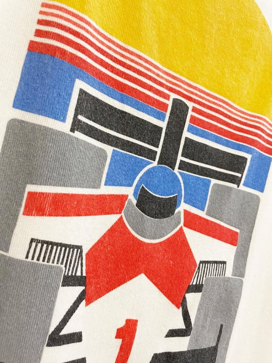 vintage 80s formula 1 racing long bib - good market thrift store