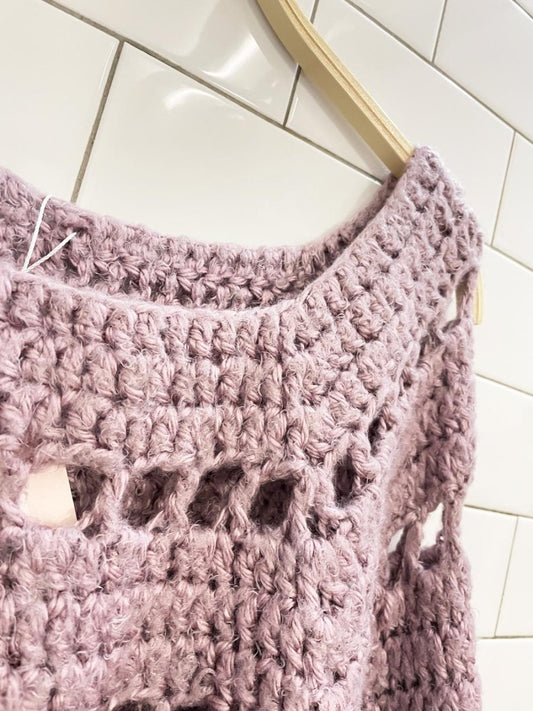 handknit chunky bell sleeve crop sweater - good market thrift store