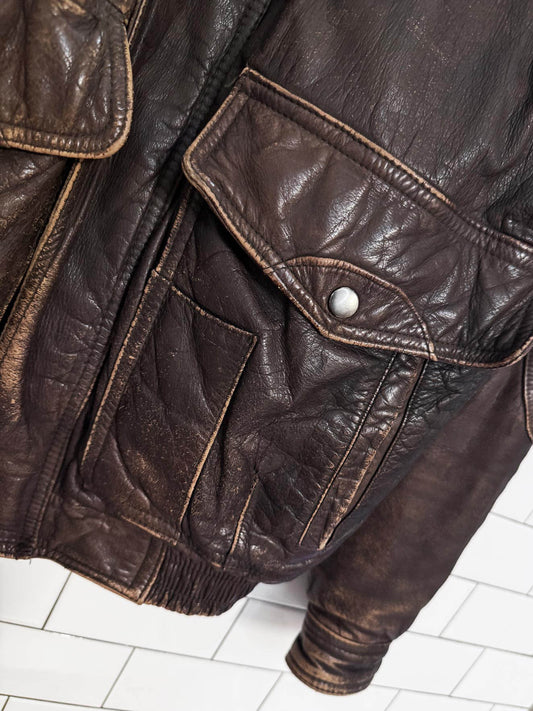 vintage 90s tip top tailors leather bomber jacket | distressed