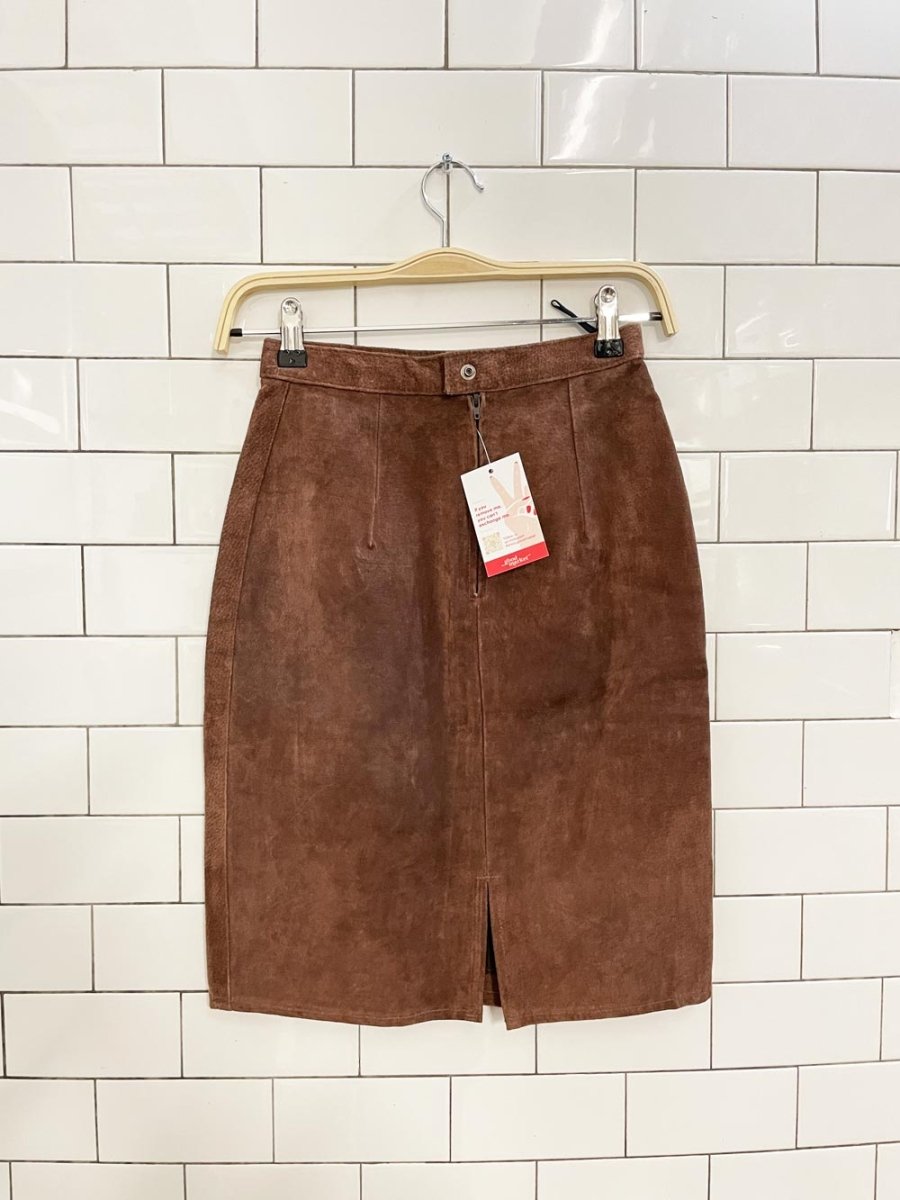 vintage suede high rise mini skirt - good market thrift store