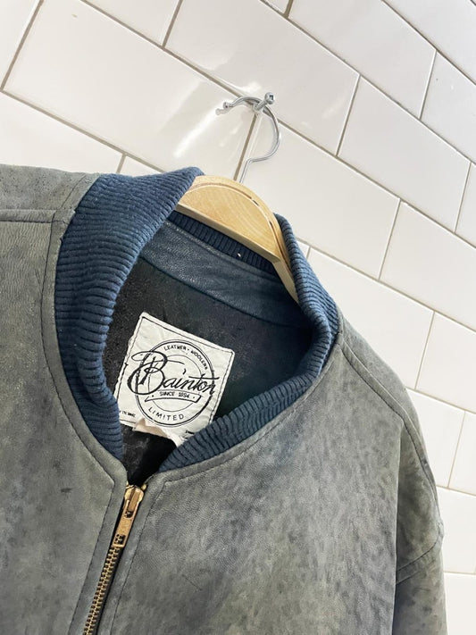 vintage bainton old mill faded leather bomber jacket - good market thrift store