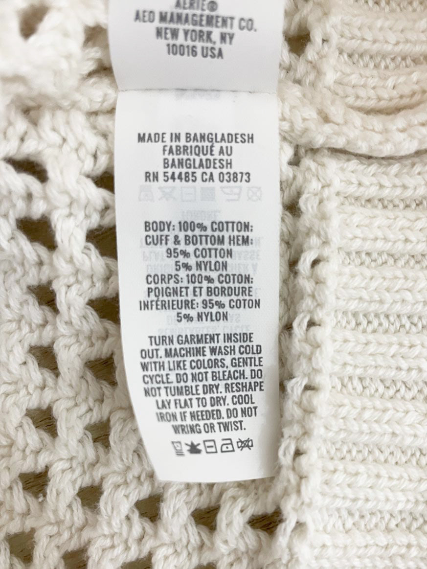 aerie crochet knit oversized 1/4 zip sweater