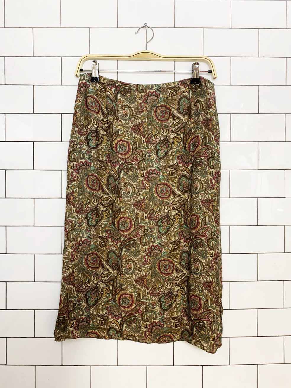 vintage 00s charter club 100% silk paisley midi skirt