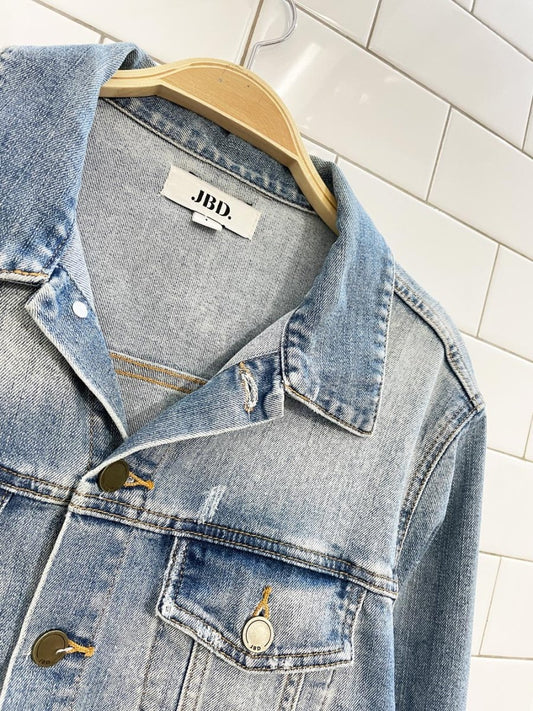 jbd raw hem denim jacket - good market thrift store