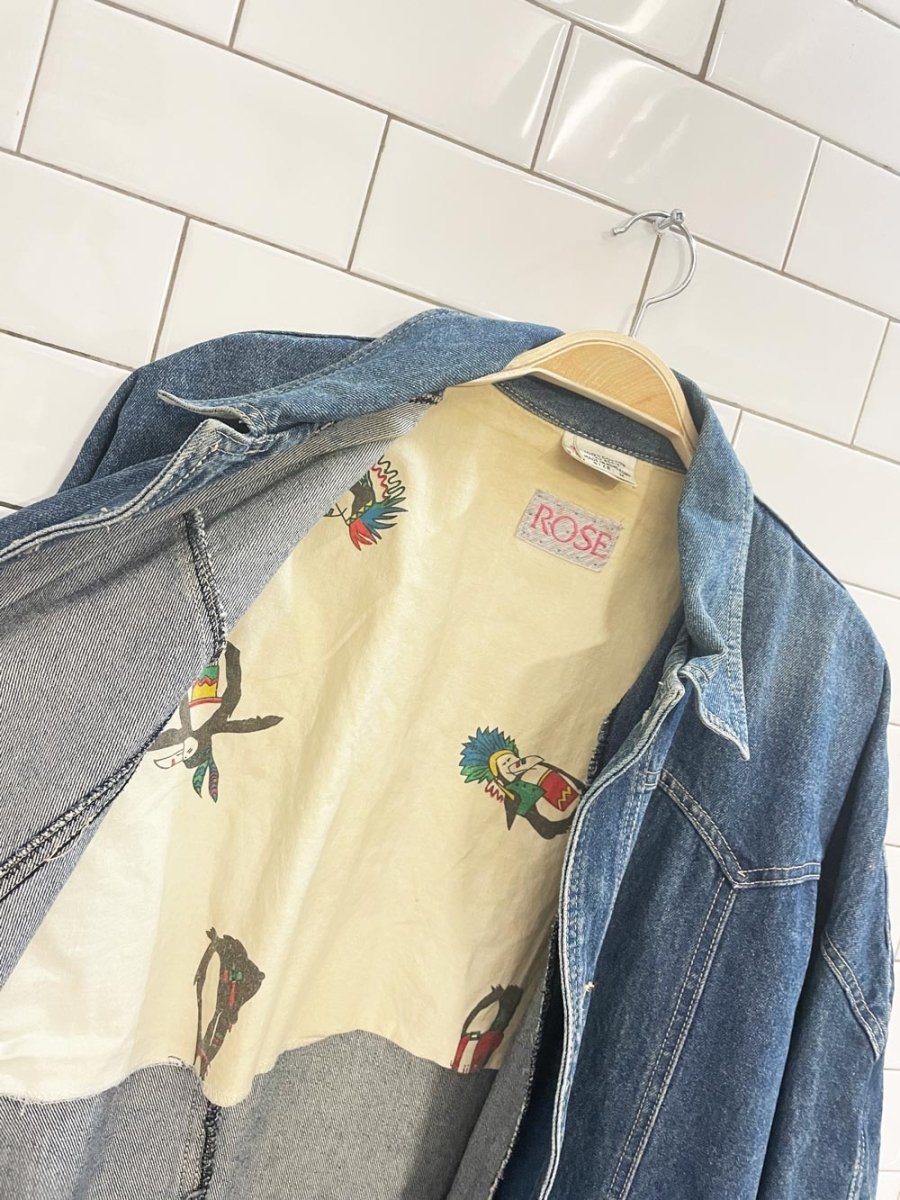 vintage 90s ROSE long denim chore jacket - good market thrift store