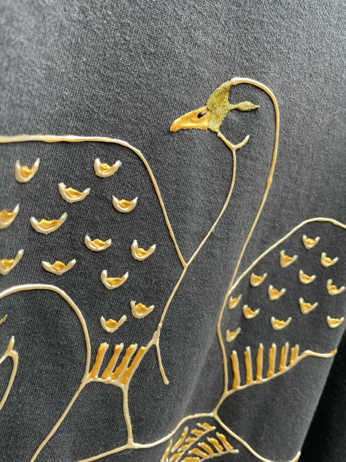 vintage handmade painted swans crew