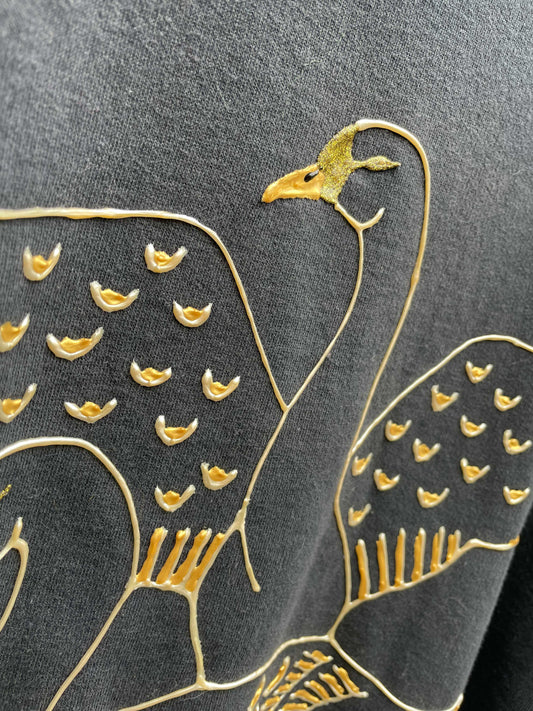 vintage handmade painted swans crew