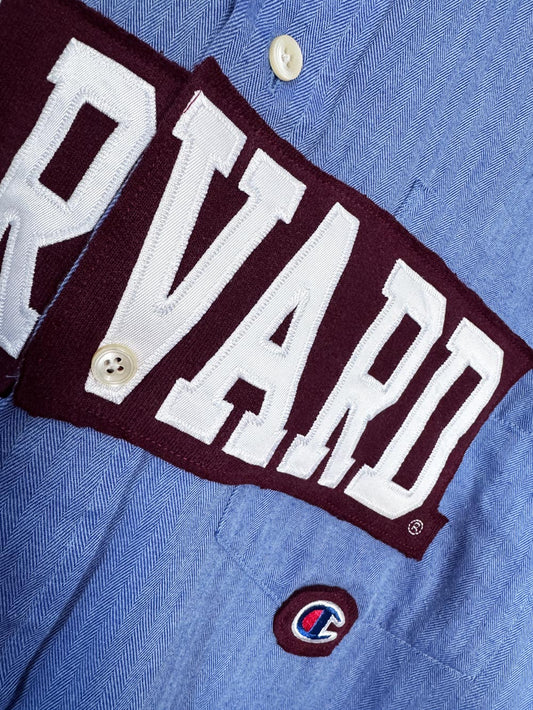 vintage pierre cardin x harvard collegiate sporty prep cropped shirt | champion