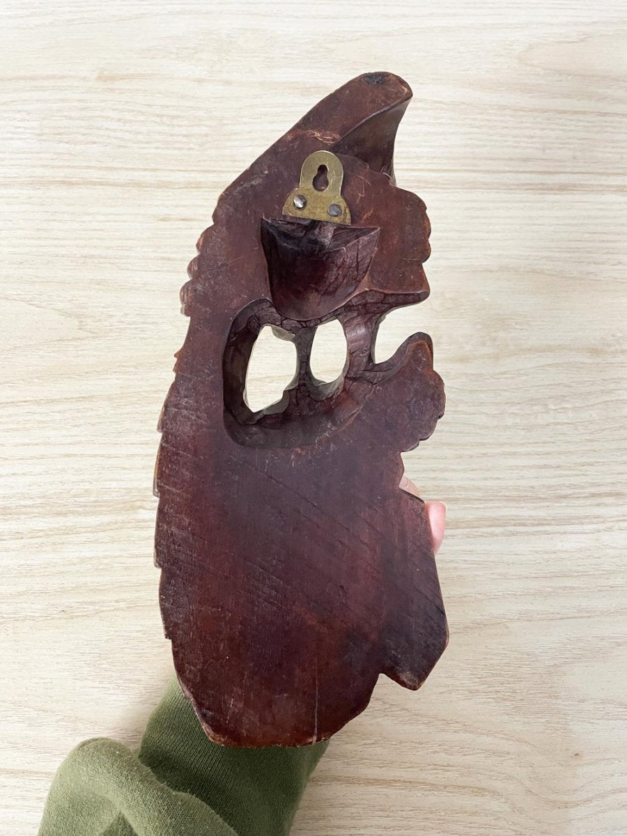 carved wood peacock coat hook - good market thrift store