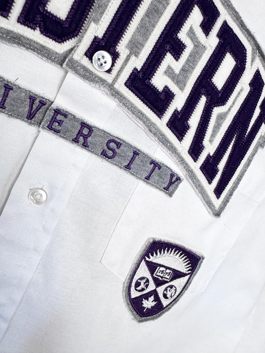 vintage oxford x western university collegiate sporty prep cropped shirt | rework