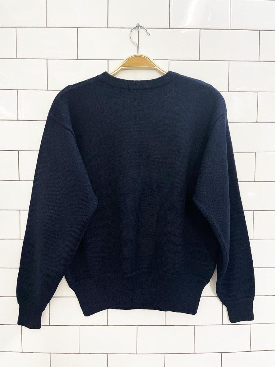 vintage 00s liz claiborne wool - blend minimal pocket knit sweater - good market thrift store