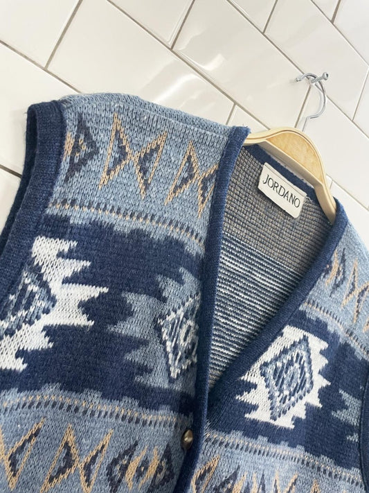 vintage 90s jordano southwestern knit vest - good market thrift store