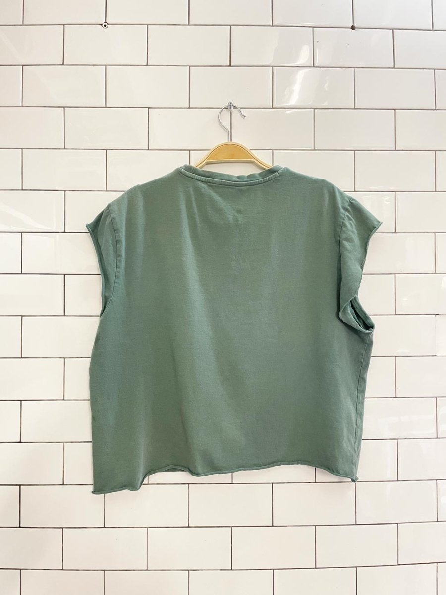 ben sherman rework andy warhol guitar muscle crop tee - good market thrift store