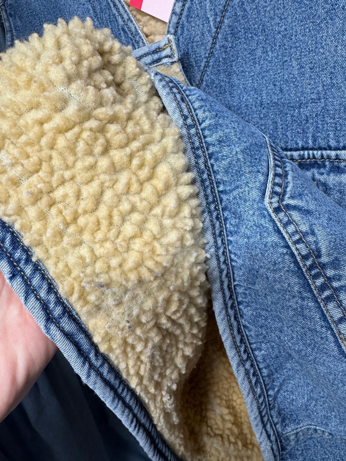 vintage 90s lizwear sherpa lined denim vest | liz claiborne