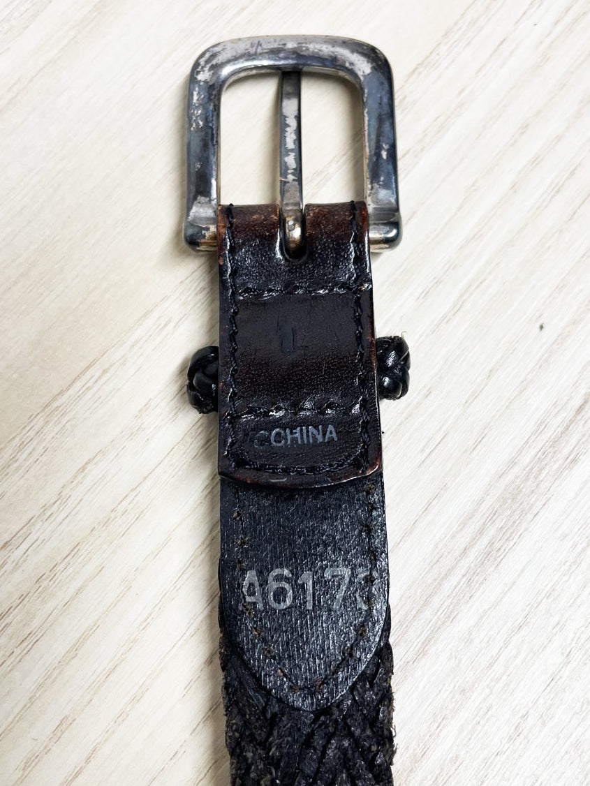 vintage braided leather silver floral studded western belt