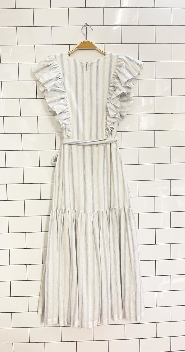 nwt rebecca taylor yarn die ruffle stripe midi dress - good market thrift store