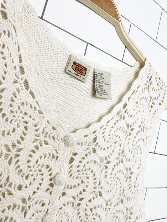 vintage route 66 crochet knit vest top