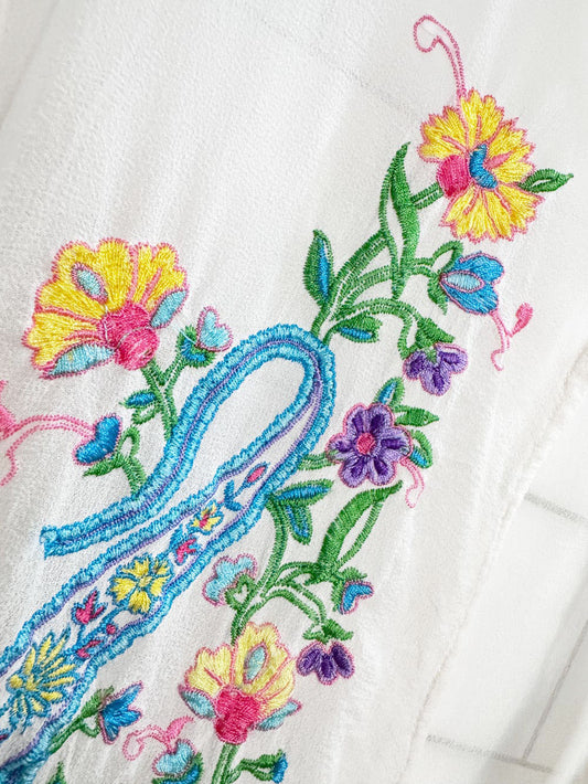 y2k chick by nicky hilton 100% silk chiffon boho embroidered peasant blouse