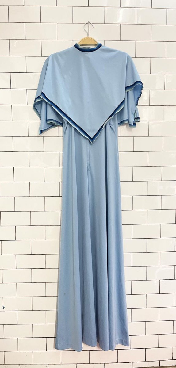 vintage 70s poly knit maxi dress w cape - good market thrift store