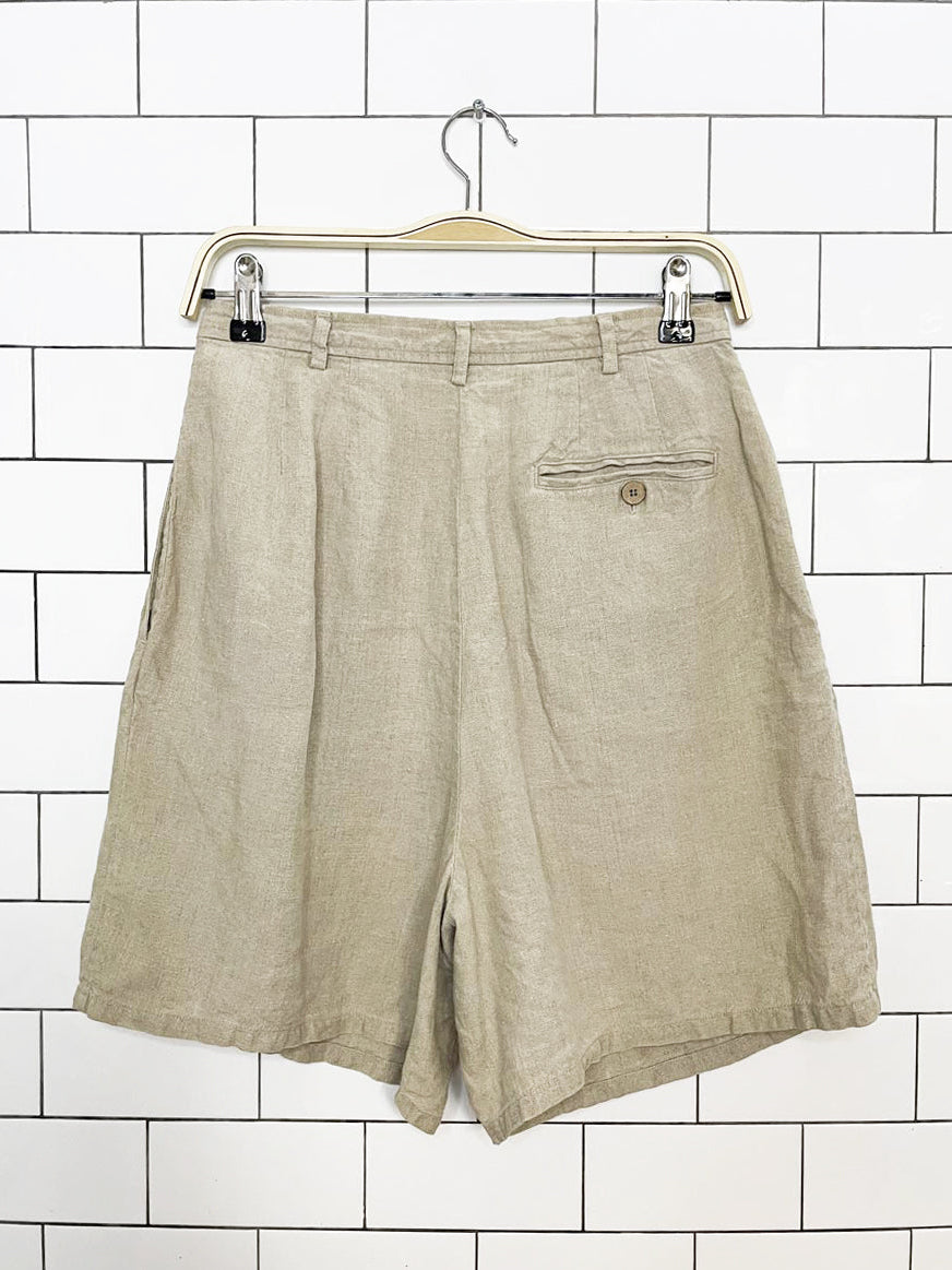 vintage valerie stevens sport 100% linen pleated trouser shorts