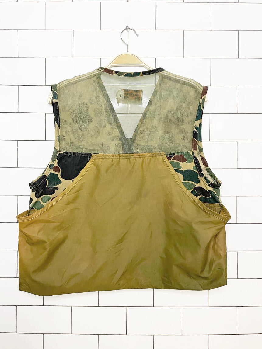 vintage 70s saftbak hunting duck camo vest | made in usa
