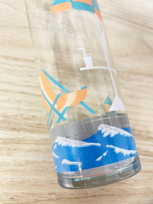 x2 vintage pastel beach scene highball glasses - good market thrift store