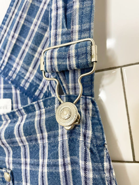 y2k xhileration denim plaid short overalls