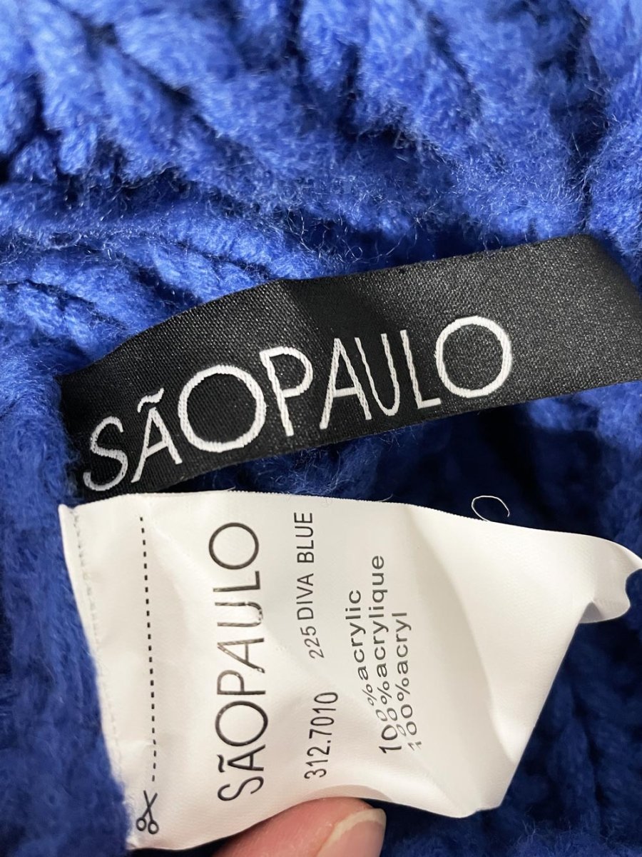 saopaulo chunky knit fringe shawl scarf - good market thrift store