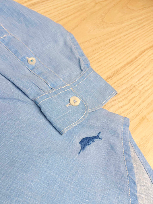 tommy bahama 100% linen salt washed full button shirt