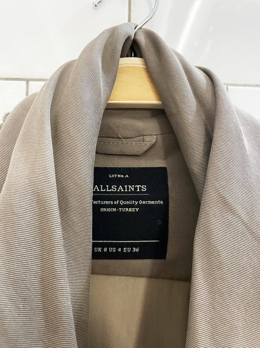 all saints asymmetrical drape front trench coat - good market thrift store