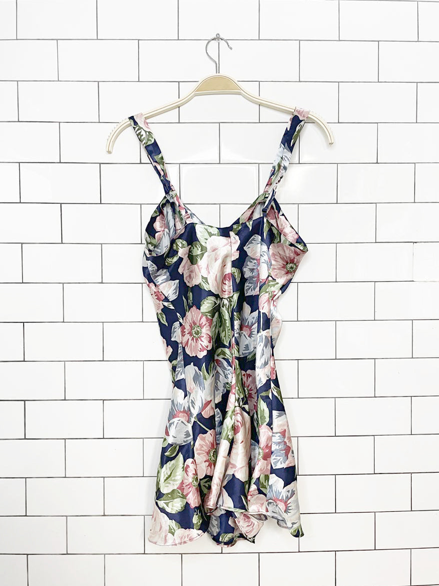 vintage lingerie cacique satin floral romper