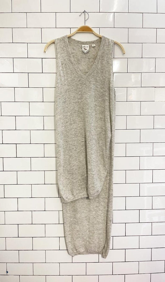 anthro white crow hi lo light knit vest - good market thrift store