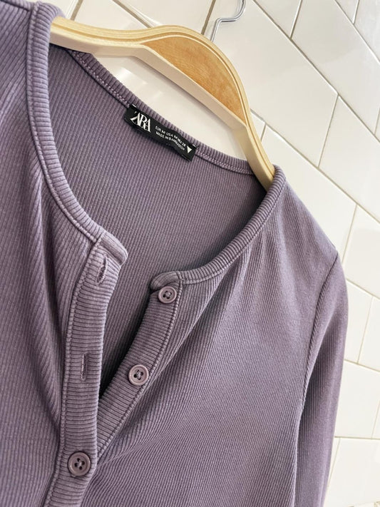 zara ribbed crop long sleeve cardigan top - good market thrift store