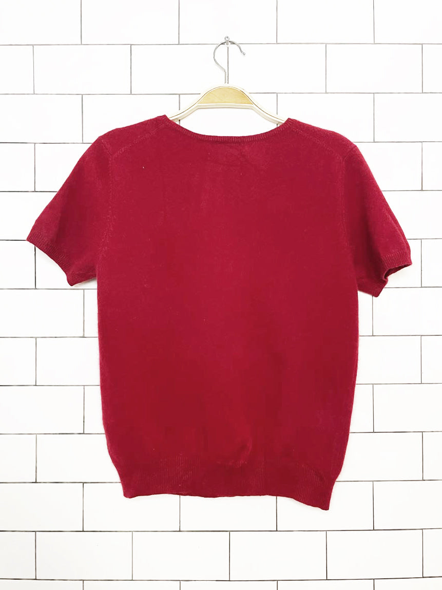 vintage 00s lauren ralph lauren 100% cashmere short sleeve knit top