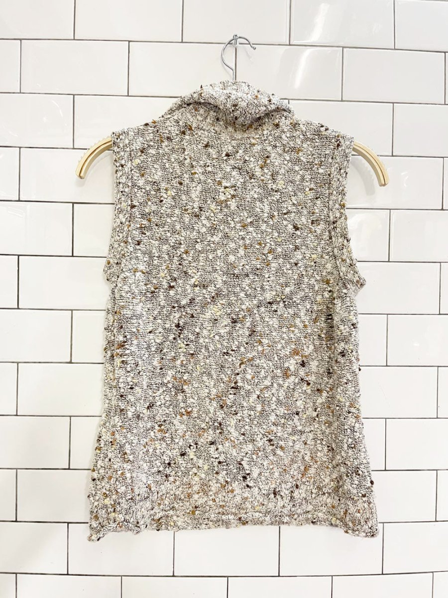 vintage boucle knit sleeveless turtleneck sweater vest - good market thrift store